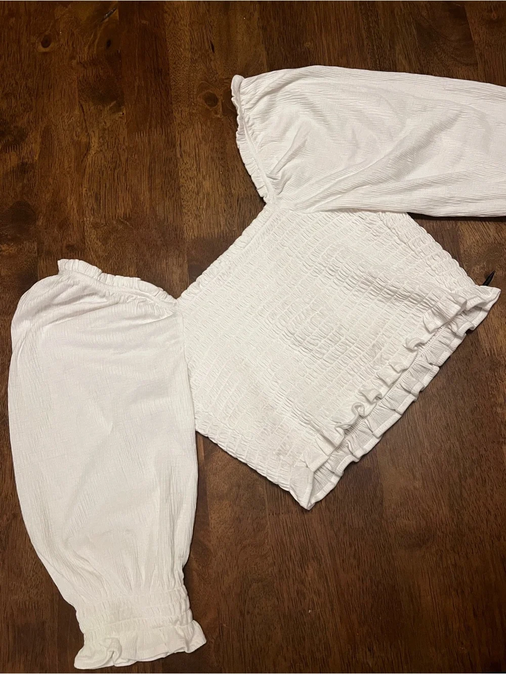 Free People Brencye Ivory Smocked Crop Top Size Small